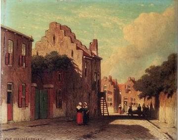 unknow artist European city landscape, street landsacpe, construction, frontstore, building and architecture. 109